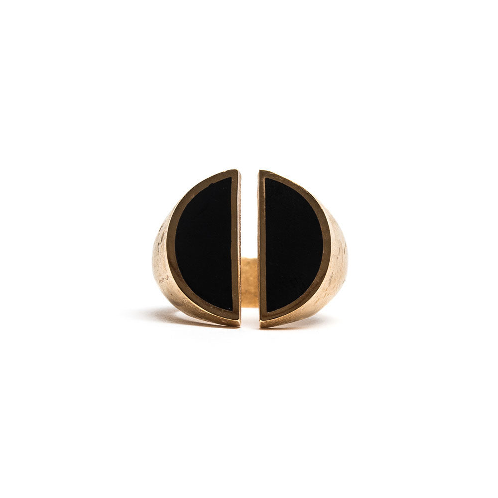 Anello Taglio Bronzo con Lacca Nera