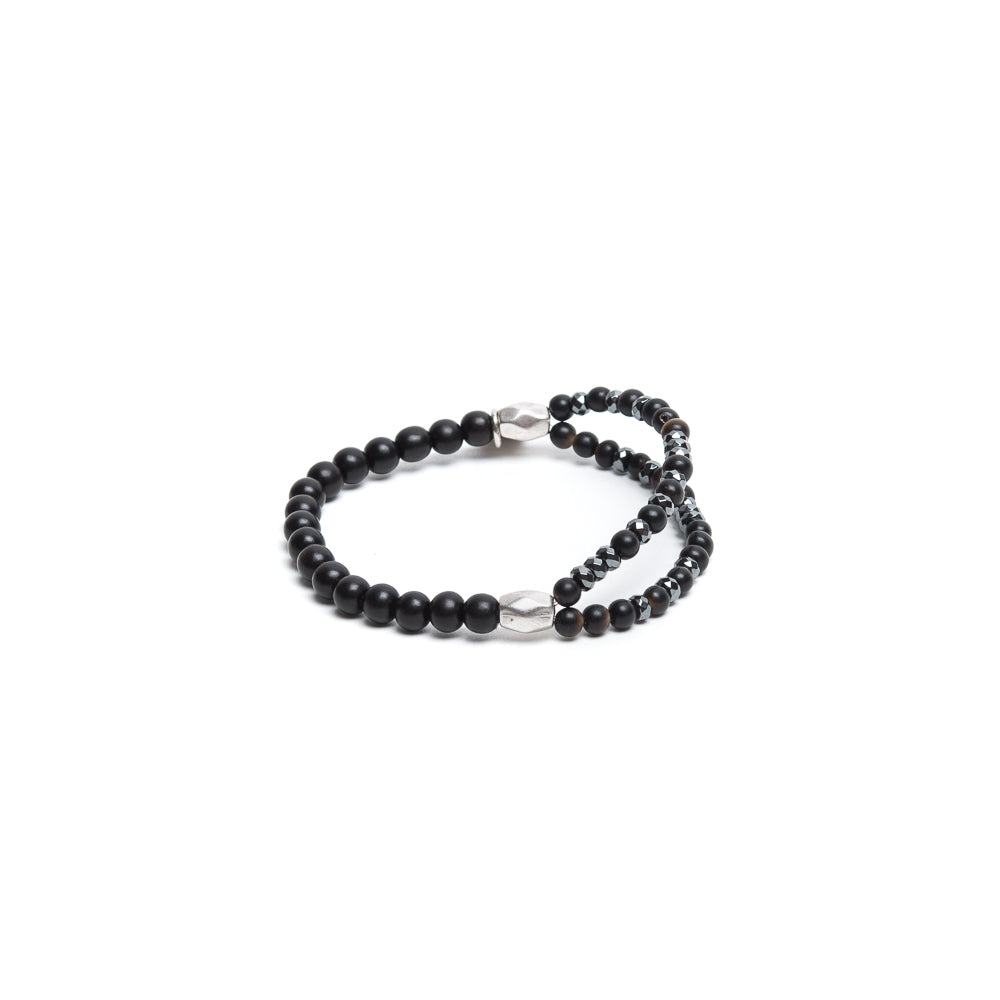 Bracciale Doppio EbanoEmatite Nera