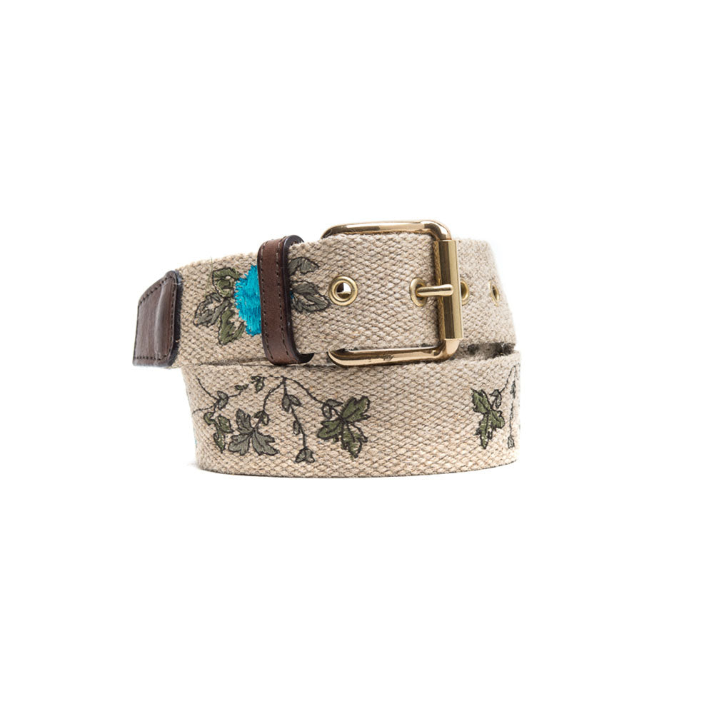 Ecru Embroidered Cotton Belt