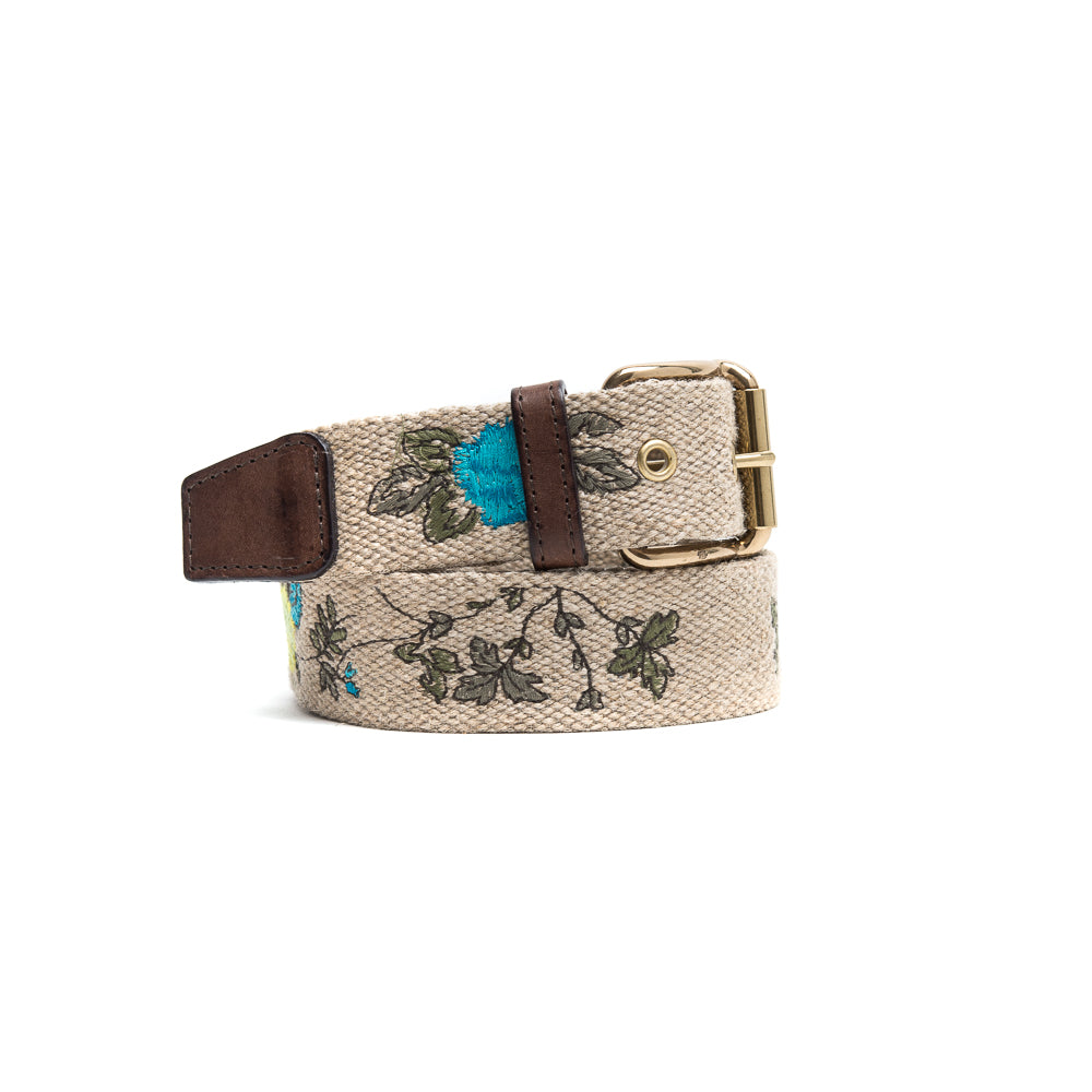 Ecru Embroidered Cotton Belt