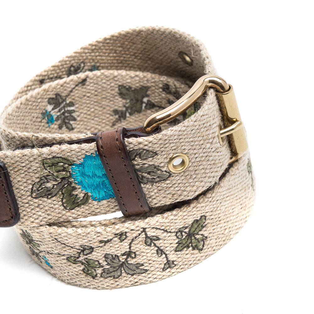 Ecru Embroidered Cotton Belt