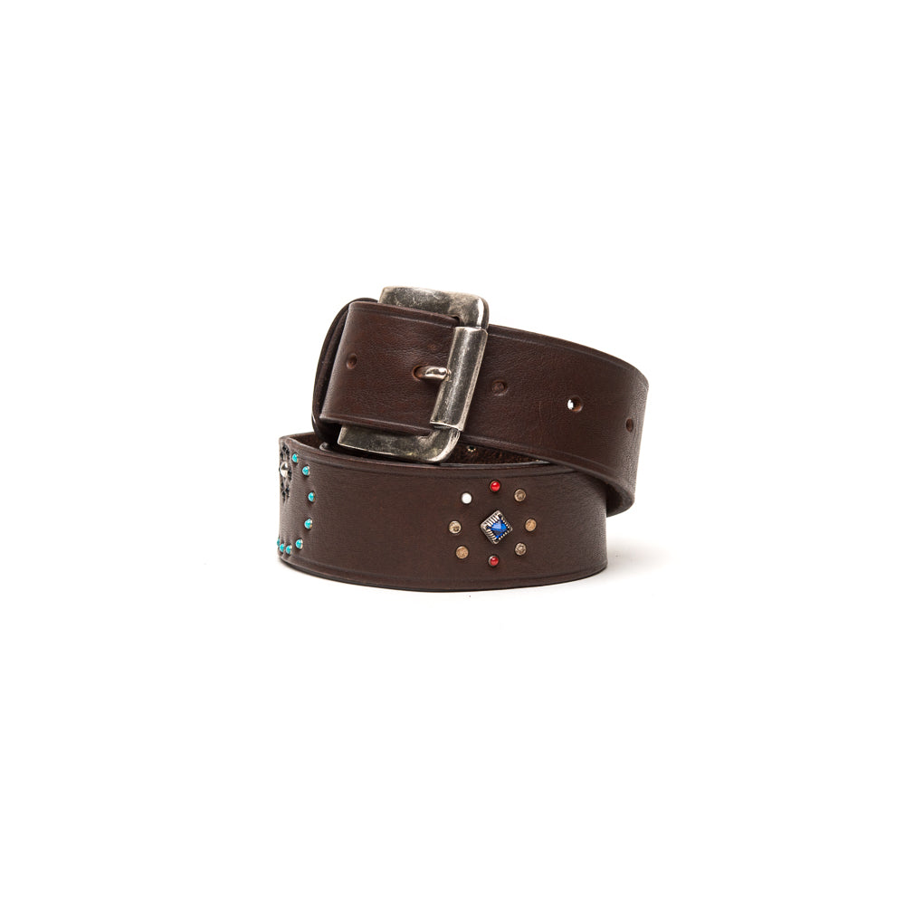 Cintura Texas Cuoio Butter + Borchie e Pietre - ANDREA D'AMICO SRL