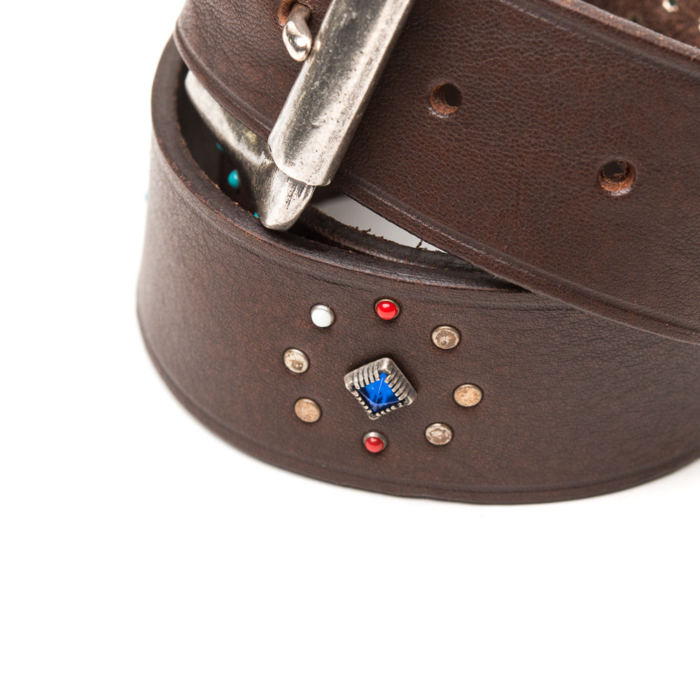 Cintura Texas Cuoio Butter + Borchie e Pietre - ANDREA D'AMICO SRL