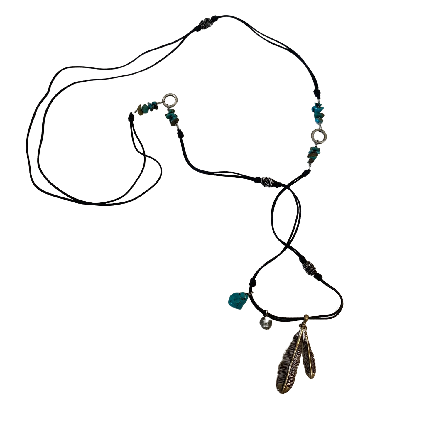 Arg925 Feathers Necklace with Turquoise