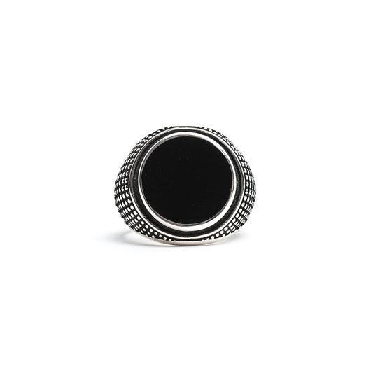 Round Dupont Black Enamel Ring