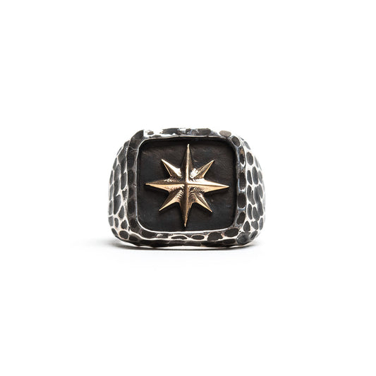 Hammered Compass Rose Ring