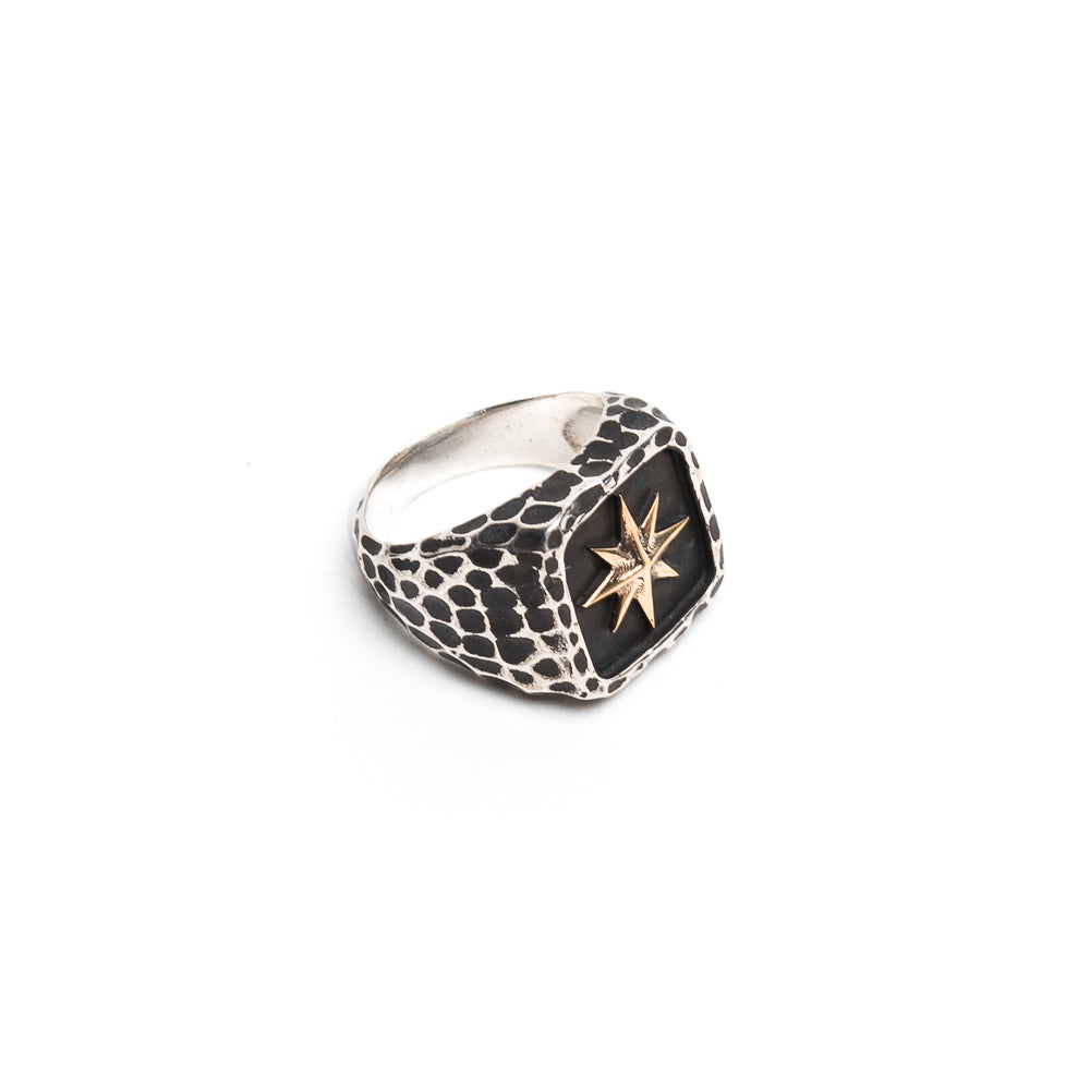 Hammered Compass Rose Ring