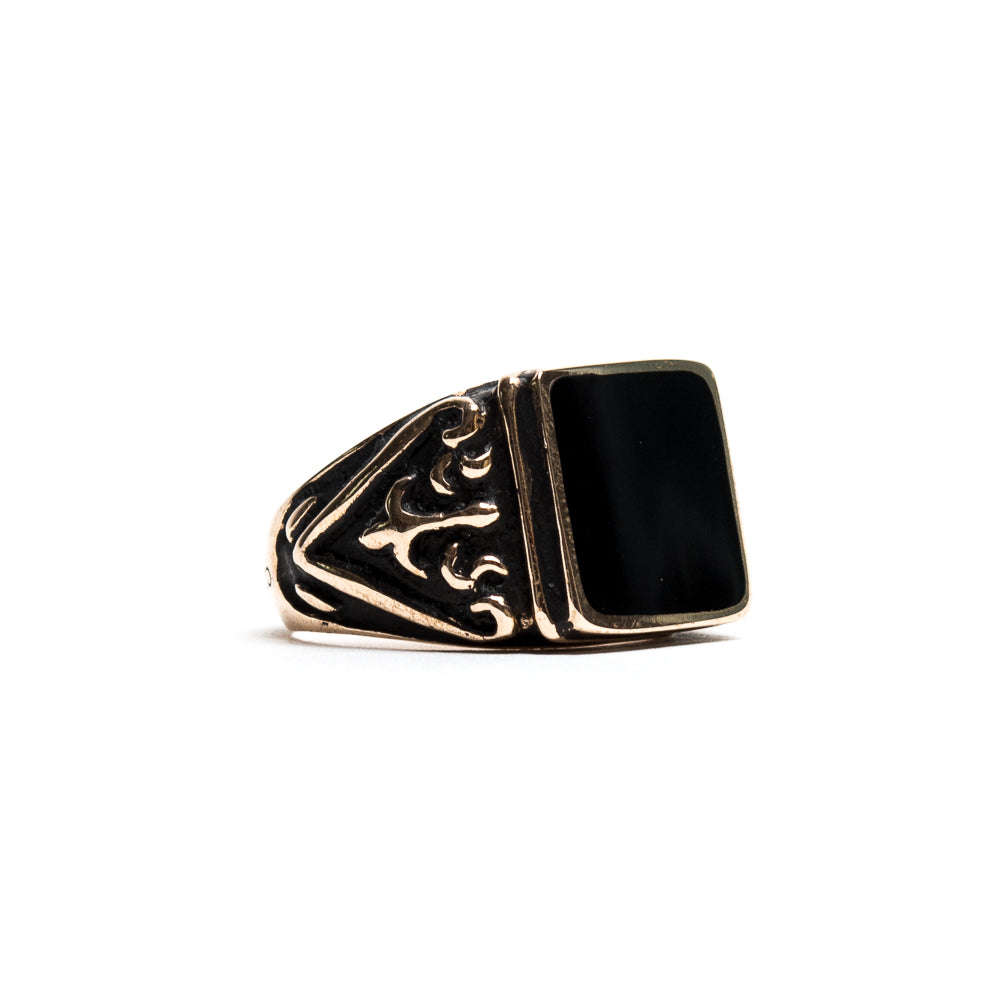 Bronze Square Heraldic Ring with Lacquer