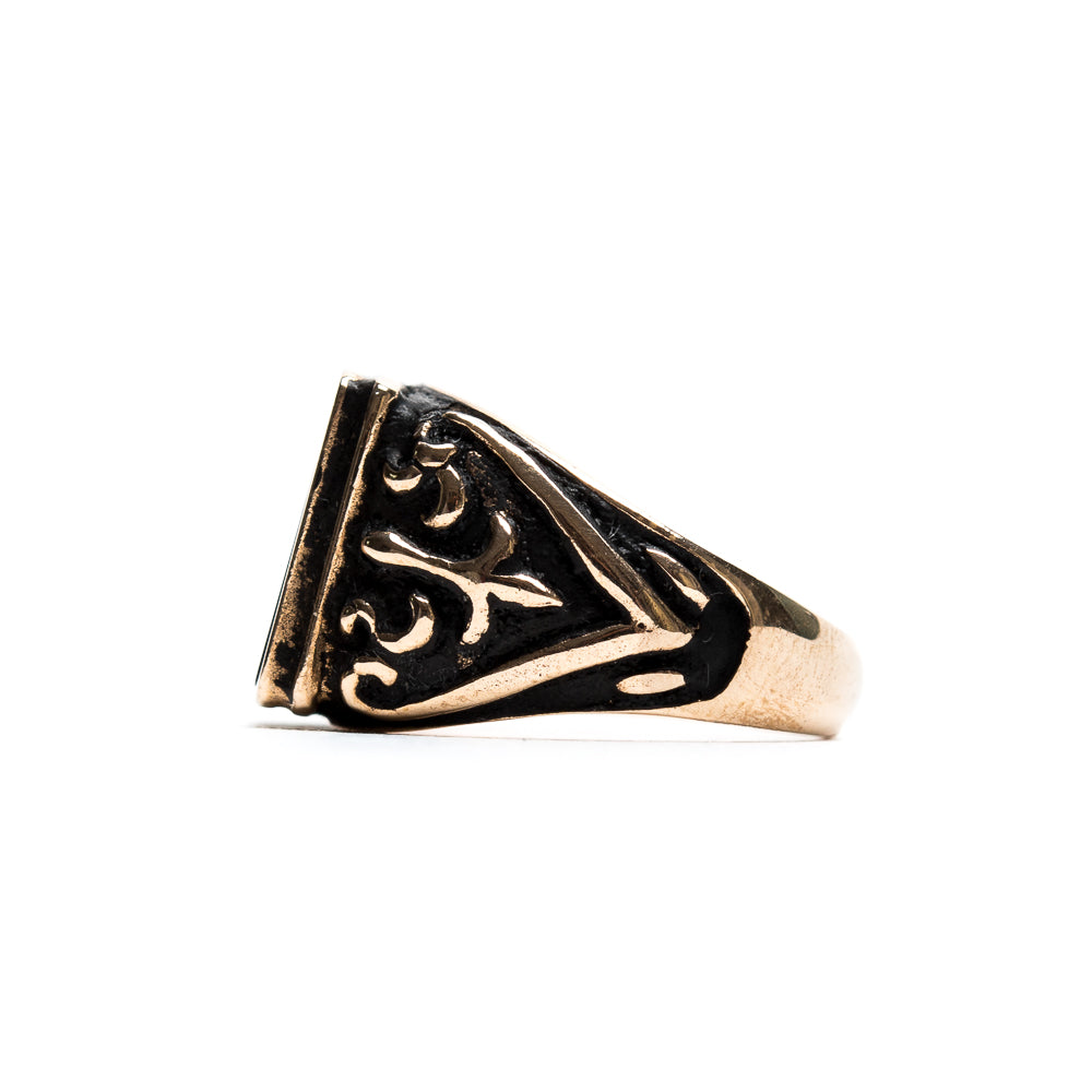 Bronze Square Heraldic Ring with Lacquer