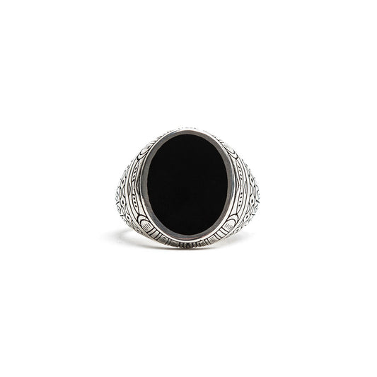 Oval Tuareg Black Enamel Ring