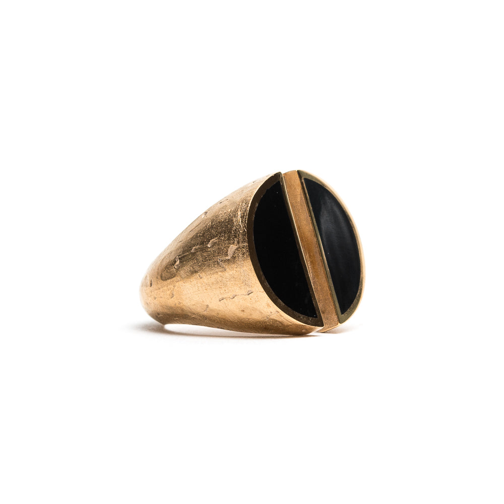 Cut Bronze Black Enamel Ring