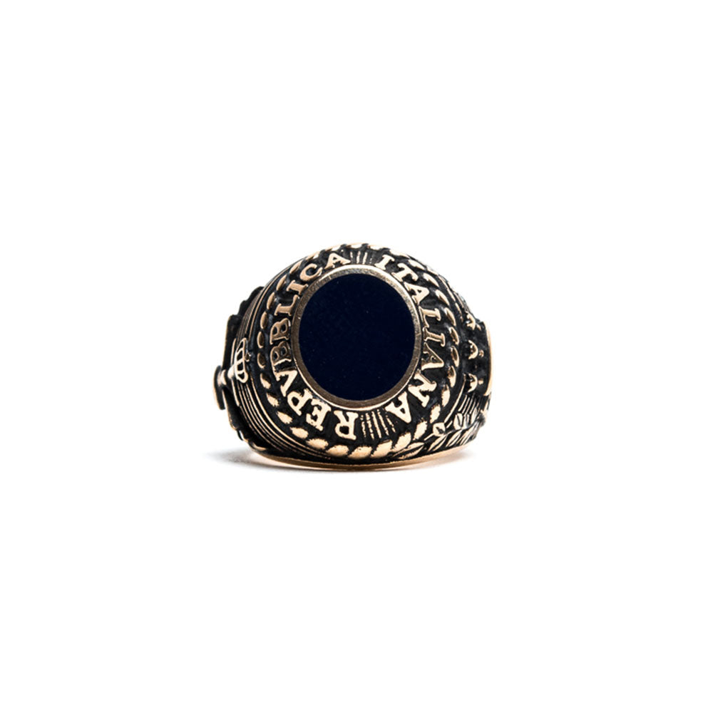Blue Enamel Italian Republic Ring