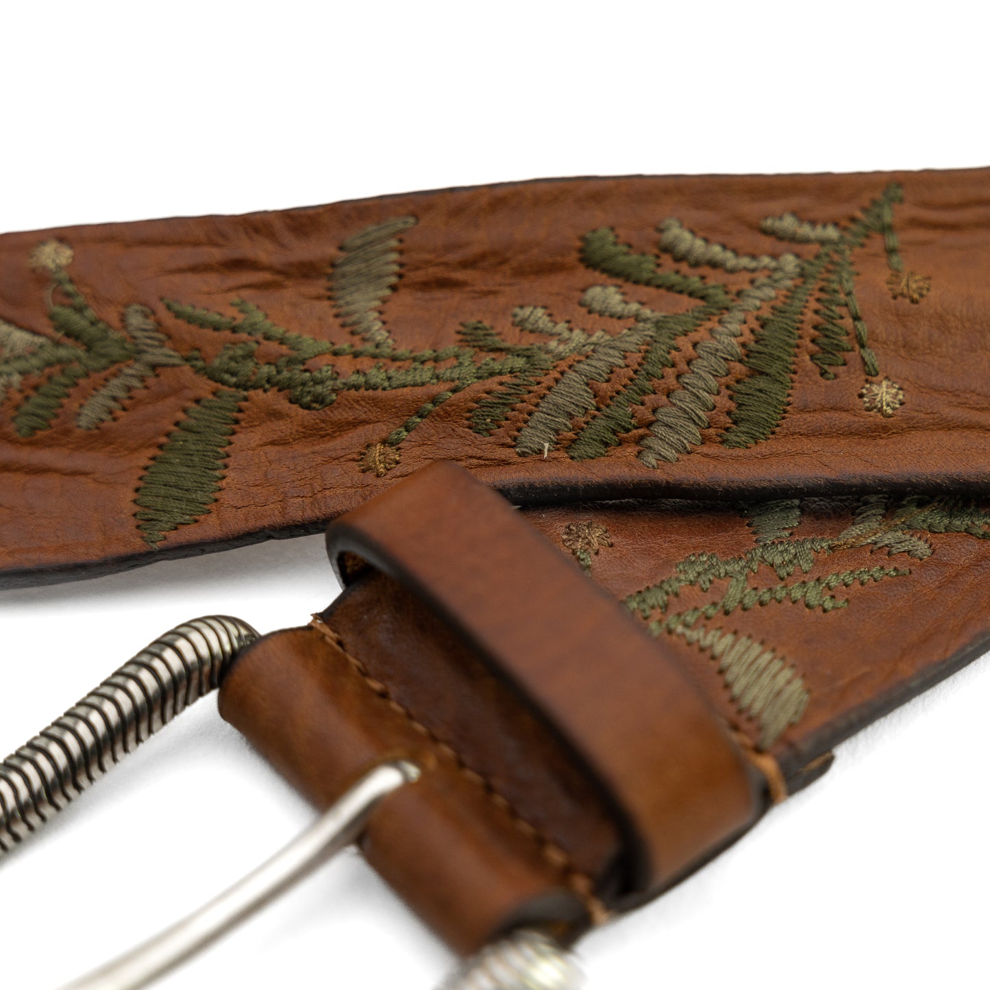 Embroidered David Leather Belt