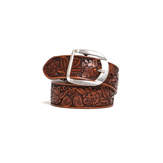 Nevada Laser Floral Leather Belt