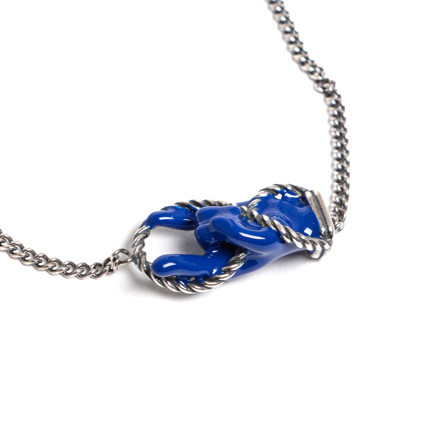 Chain Bracelet with Blue Lacquered "Horn"