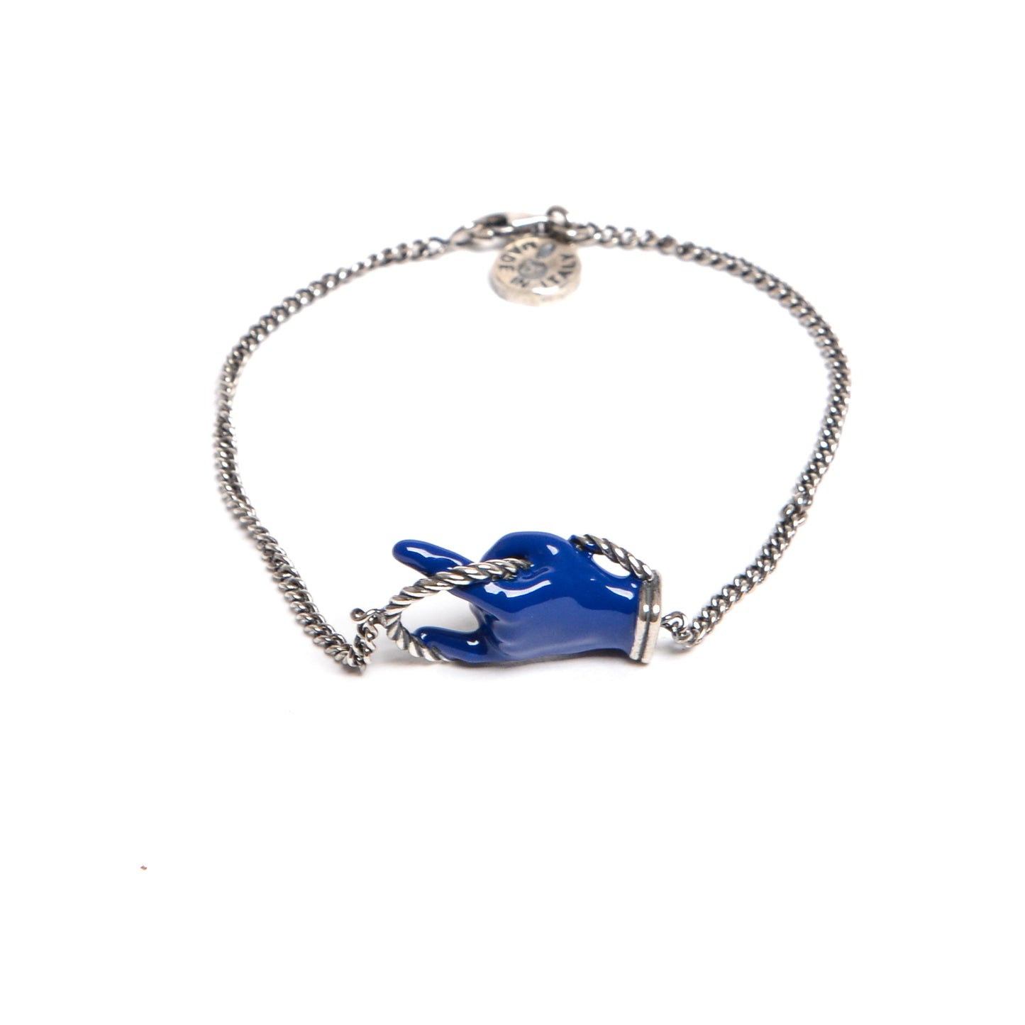 Chain Bracelet with Blue Lacquered "Horn"