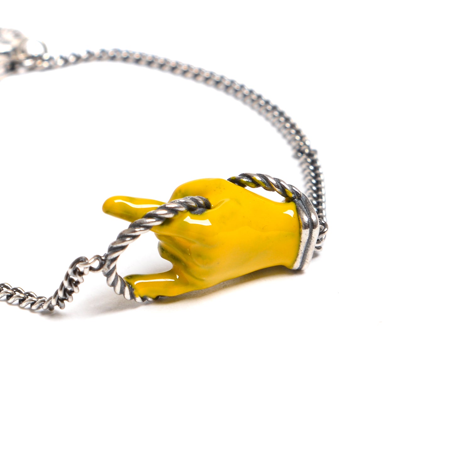 Chain Bracelet with Yellow Lacquered "Horn"