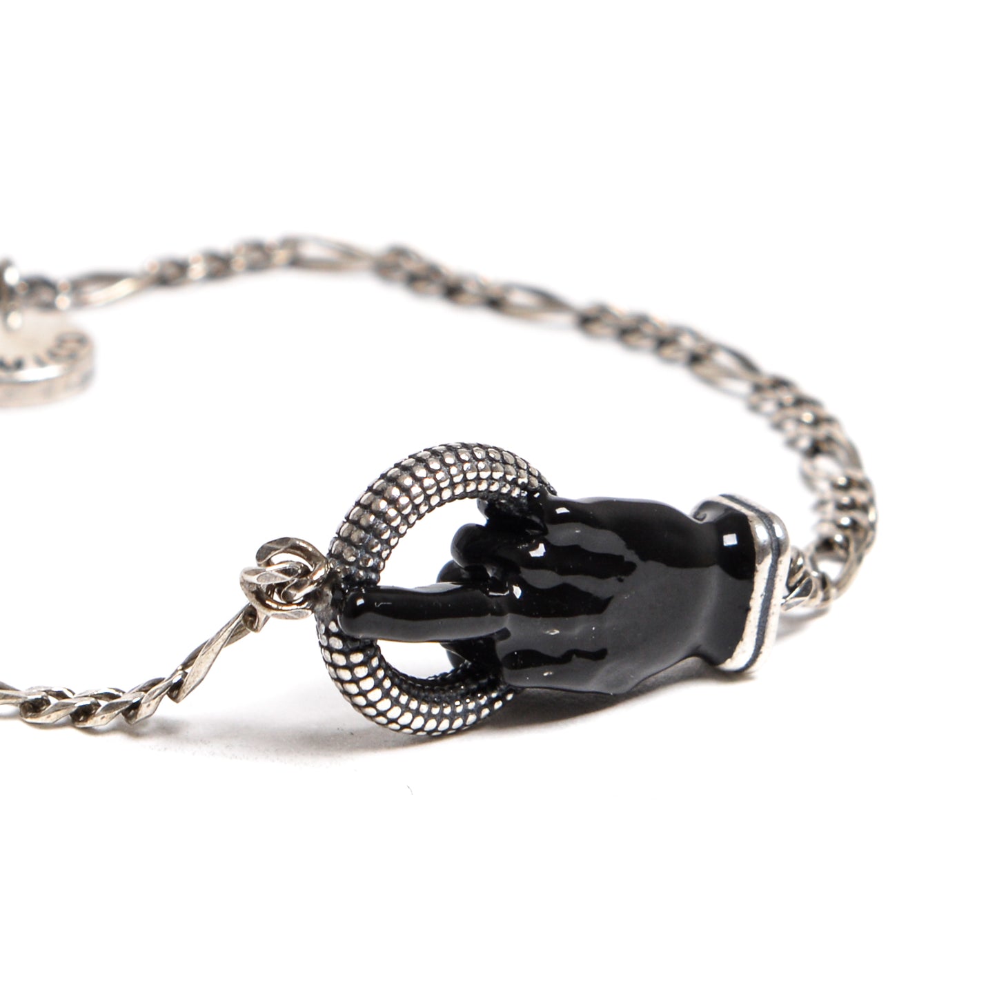 Chain Bracelet with Black Lacquered "Fuck"
