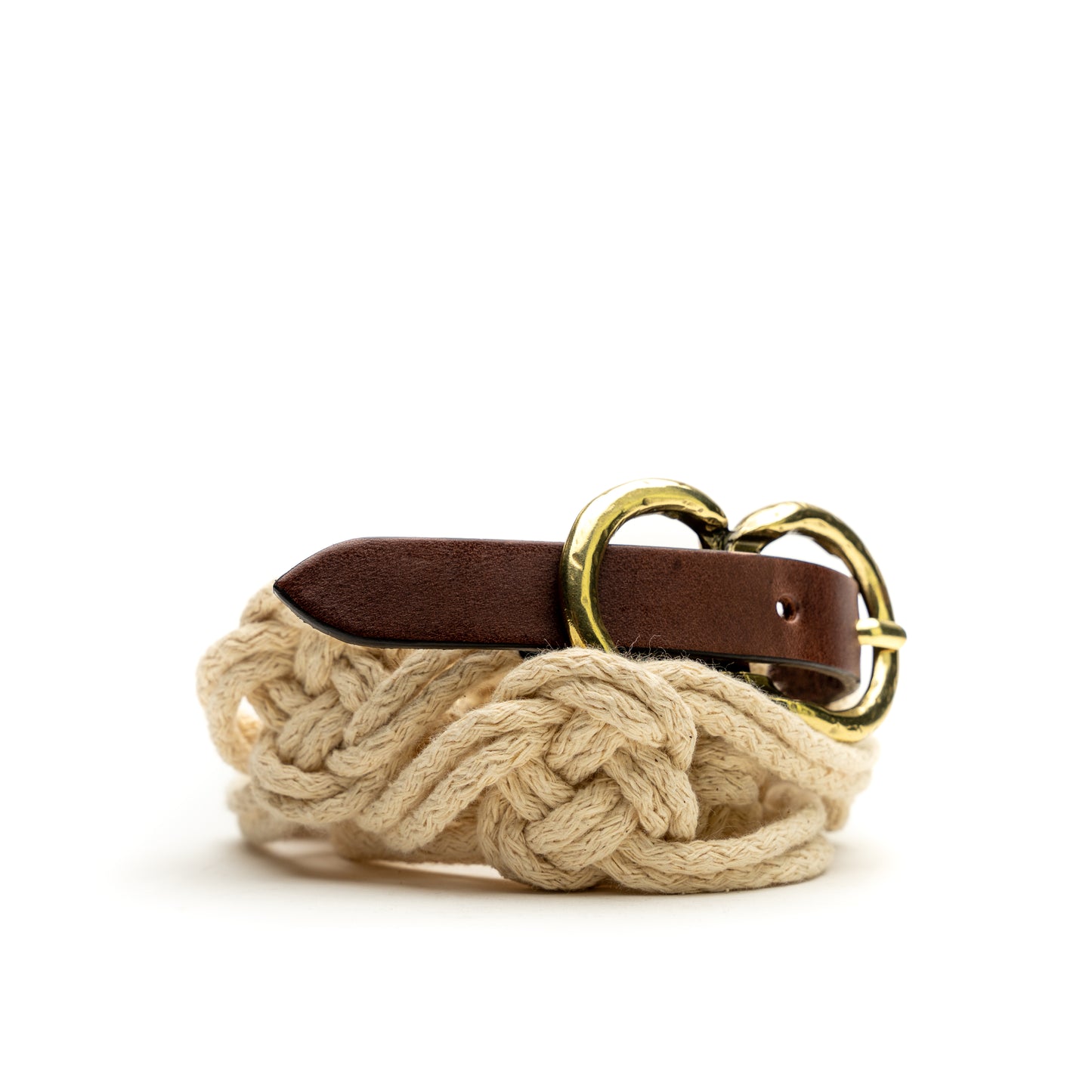 Natural Cord and Dark Brown Braided Knot Flat Belt