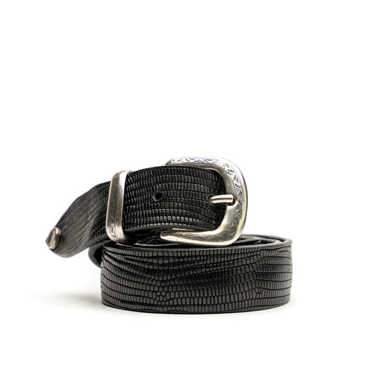 Tejus Lizard Print Leather Belt