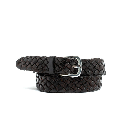 Buffalo Soft Woven Belt Dark Brown