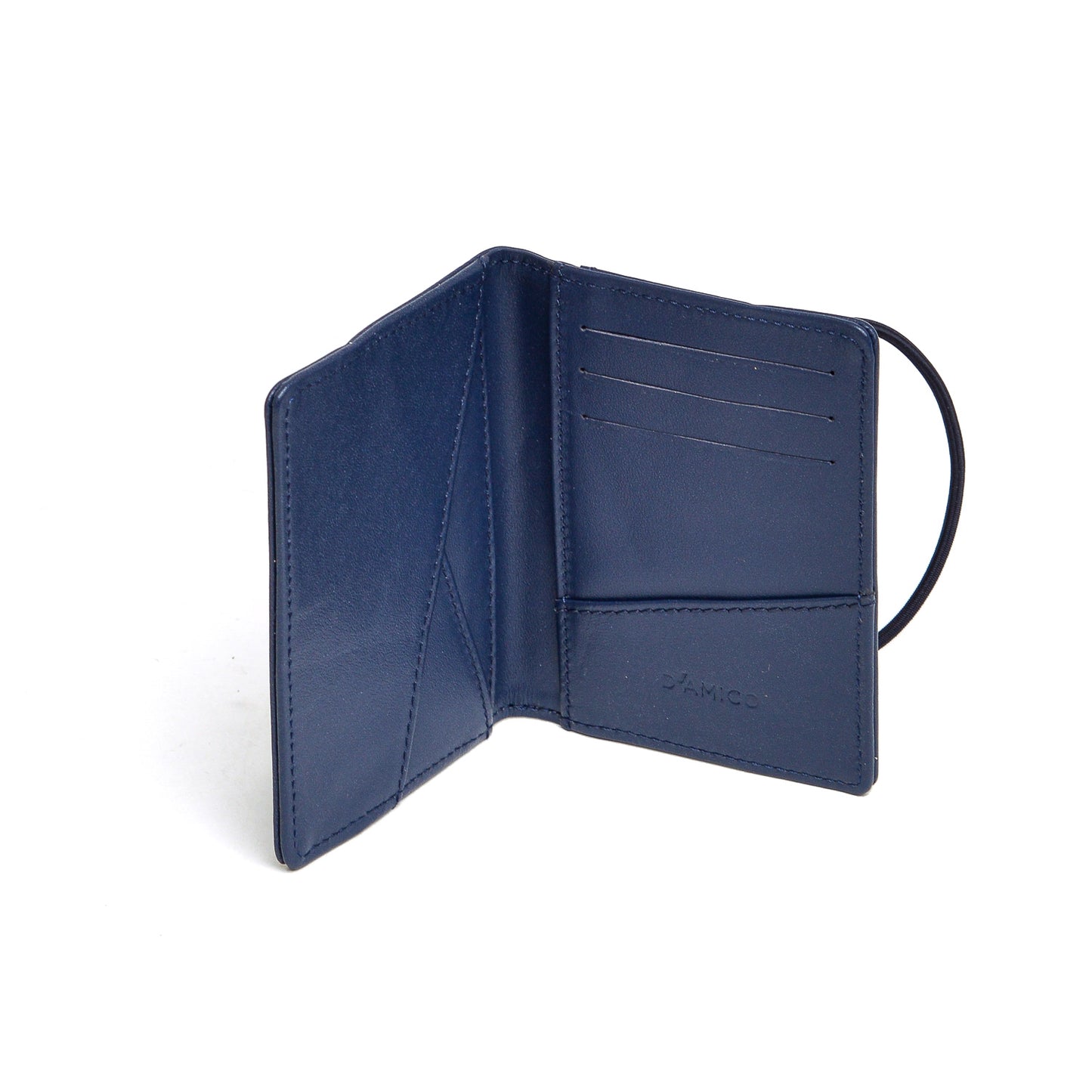 Classic Blue Leather Folding Wallet