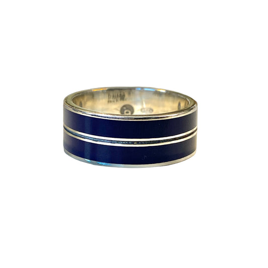 Wedding Ring with Blue Navy Lacquer