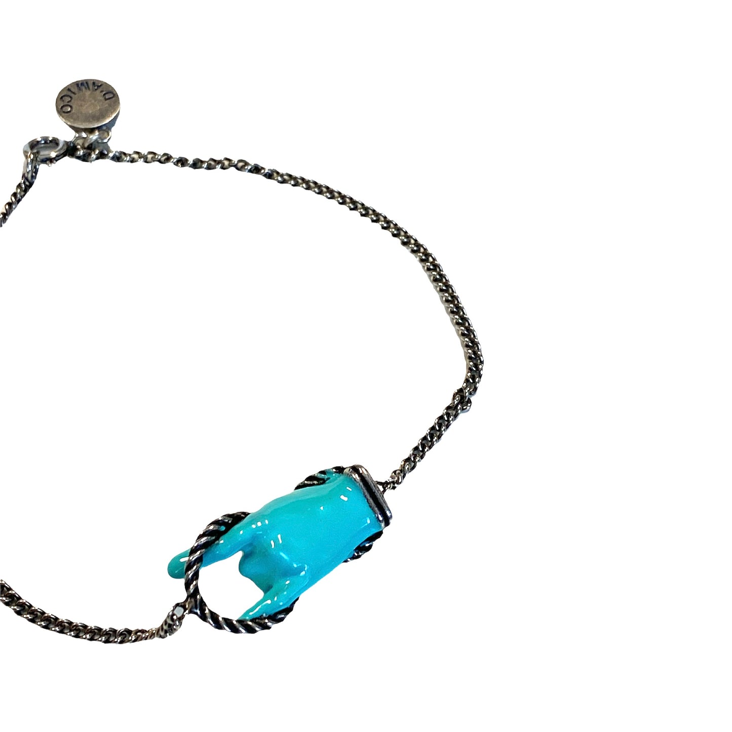 Turquoise Lacquered "Horn" Chain Bracelet