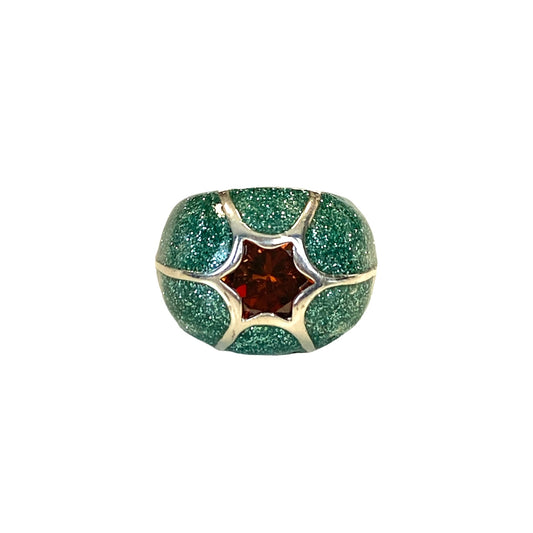 Star Glitter Green Ring