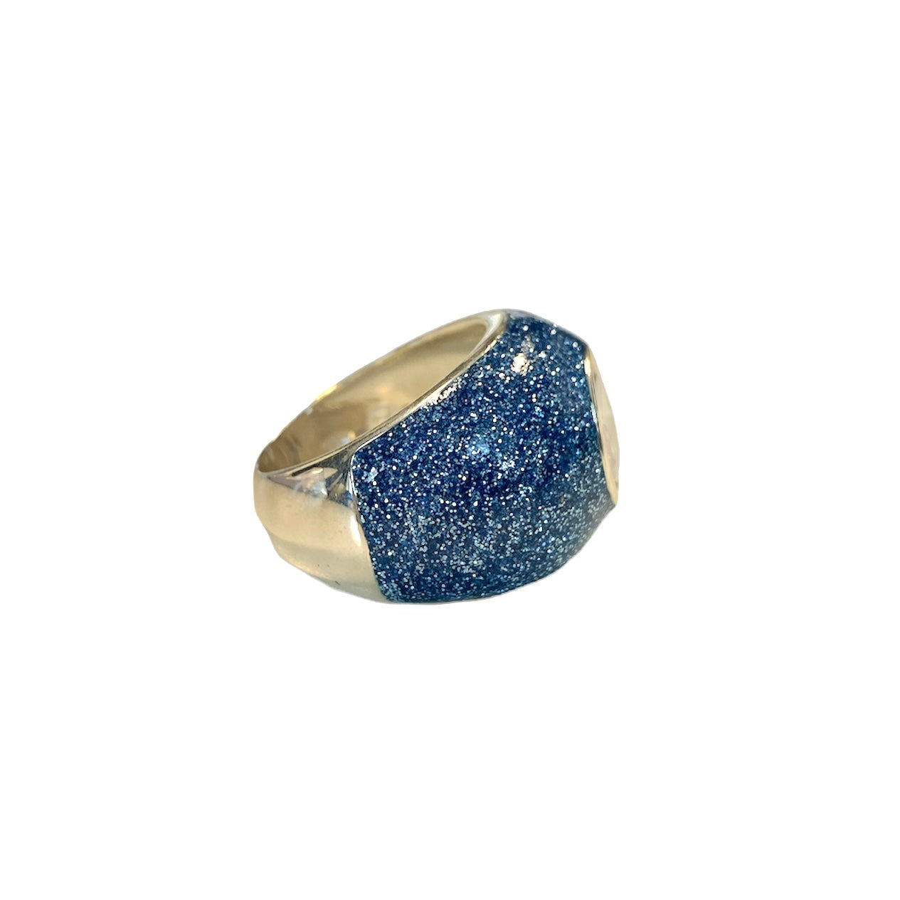 Blue Glitter Ring